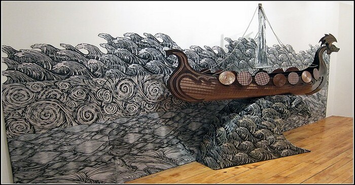  Heroes and Vikings. Wooden installations by Dennis McNet