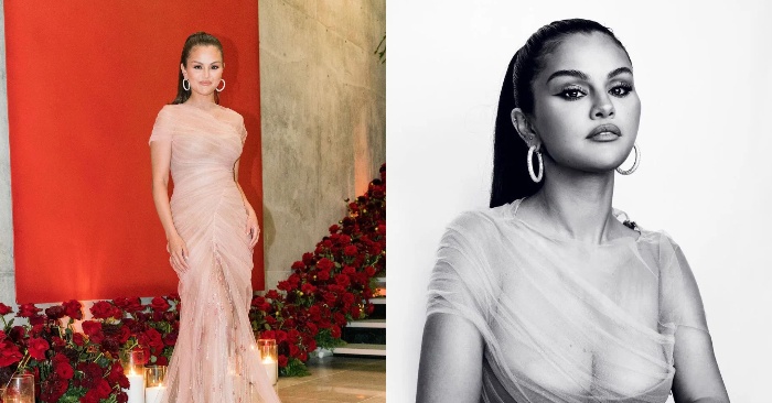  Selena Gomez celebrated her 30th birthday in a luxurious nude Versace dress made of sheer tulle