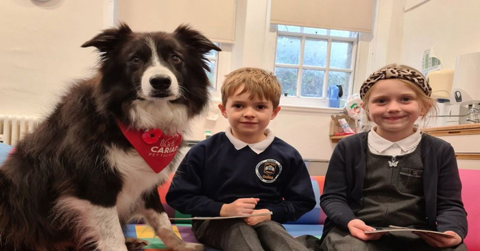  A wonderful story: these children are always visited by a therapy dog and help them read