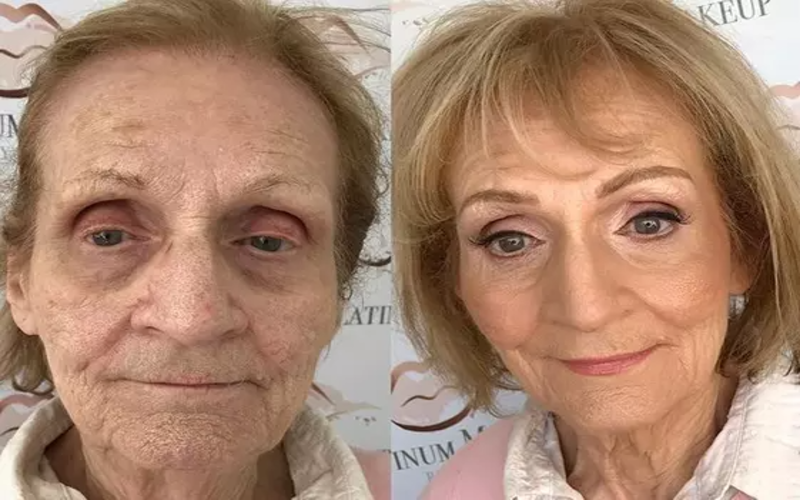  The 80-year-old grandmother became unrecognizable thanks to a makeup artist