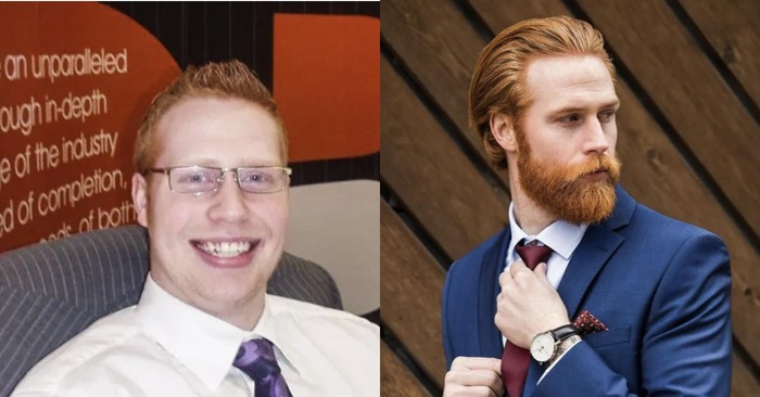  What a transformation: the stylist advised the man to grow a beard, and thus changed his life