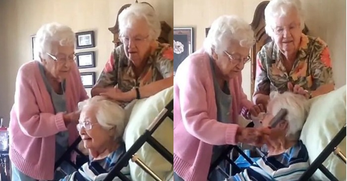  Here’s true love: four sisters in their 90s take care of their elderly Sister so beautifully